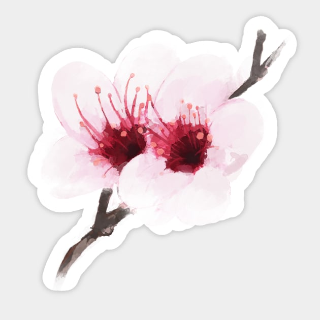 Watercolor Cherry Blossom Sticker by MadCanvas